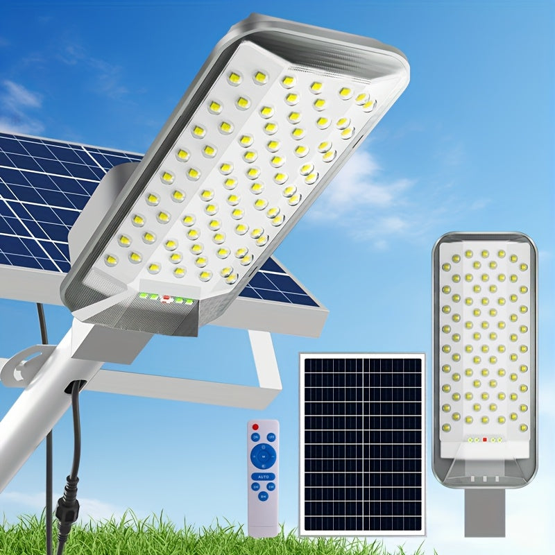 New Super Bright Solar Street Light, 240° Wide Angle Illumination, with Remote Control, 6000mAh, IP65 Outdoor Waterproof Exterior Wall Light, Semi-Flush Wall Light, Perfect for Courtyard, Pathway, Garage, Garden, Porch, Patio, Road