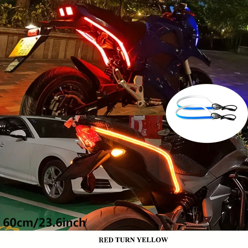 2个LED灯黄色流动灯带，灵活的灯带，适用于汽车配件，无需电池