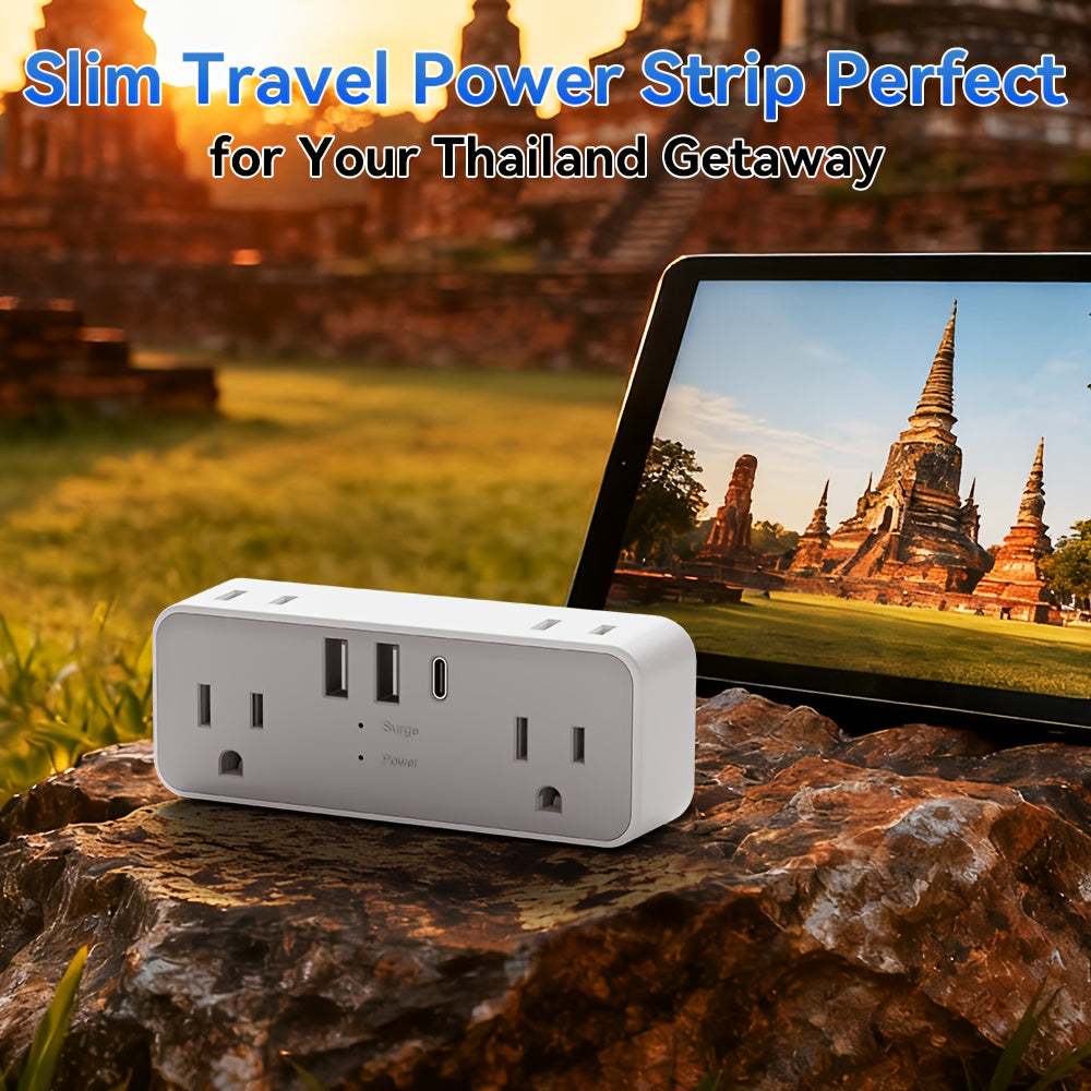 This Is a US JP Plug Extension Socket Equipped with USB Ports, Designed for Travel And Featuring Surge Protection. It Is Compatible with Sockets in Various Countries Including America, Japan, China, The Philippines, Canada, Mexico