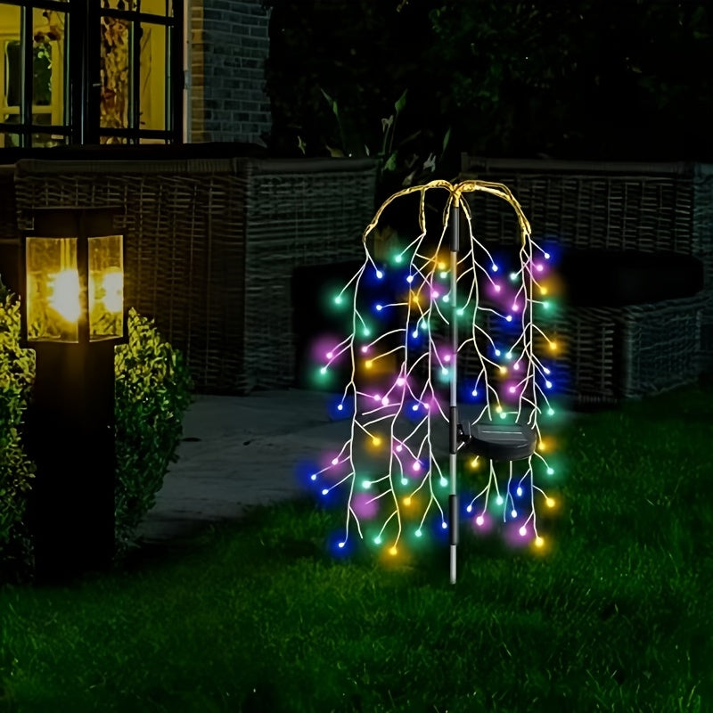 Solar Fireworks Courtyard Light - Copper-Plated Wire String Light with Nickel Battery, Semi-Flush Mount Installation Suitable for Paths, Lawns and Outdoor Picnics, Holiday Atmosphere Lighting | Decorative Stake | Easy-to-Clean Material