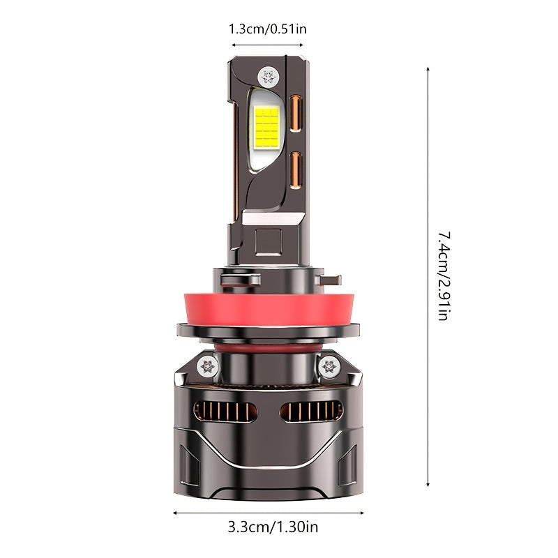 2-Pack, H4/9003/HB2 H7/H18 9005/HB3 9006/HB4 H11 H1 9012/HIR2 Headlight LED Car Headlights, Super Bright, Canbus External Driver, High Lumen Bulbs 58000LM, Lifespan Up to 60,000 Hours, Fast Cooling Fan, QY030, No Battery Included
