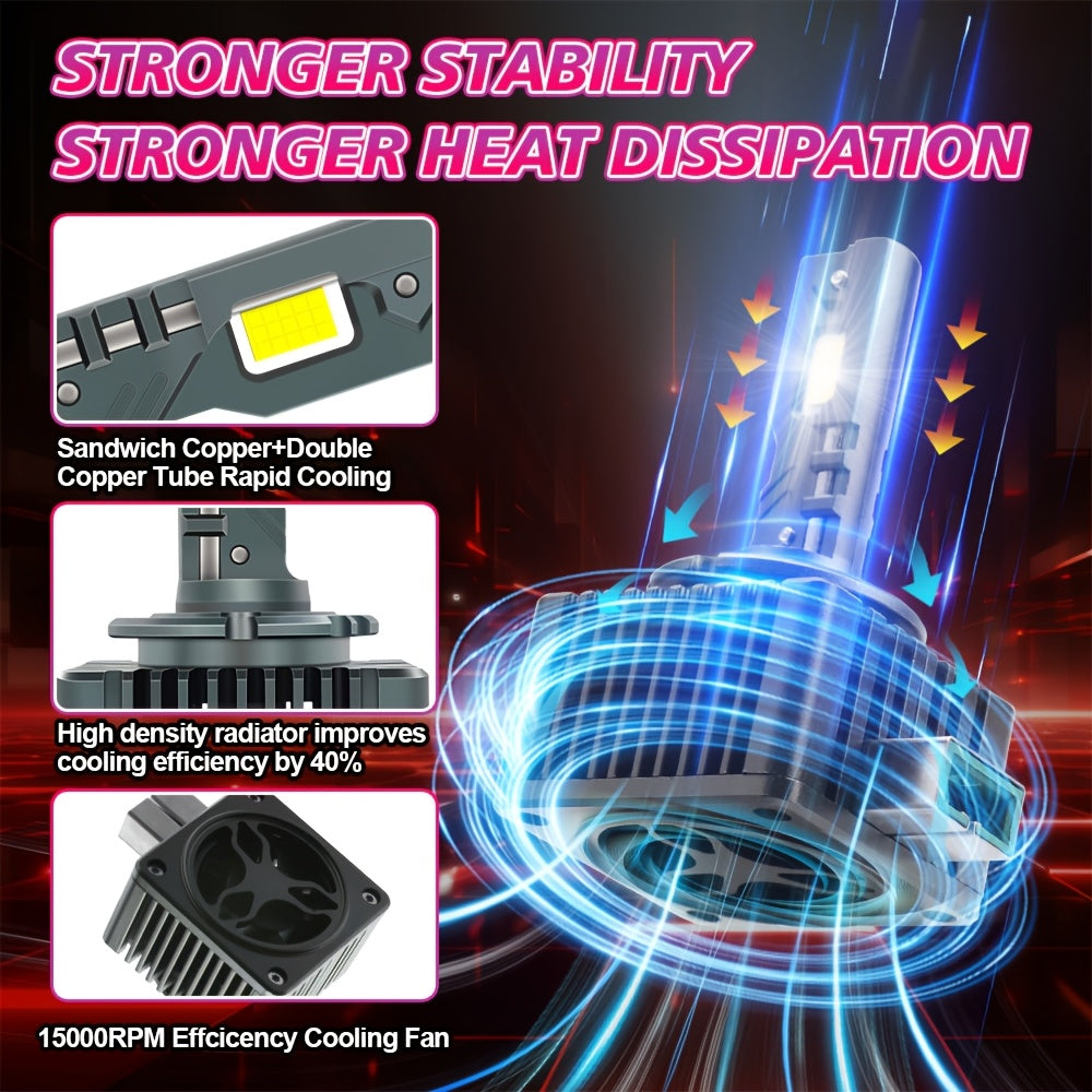2-Pack D1S/D1R D2S/D2R D3S/D3R D4S/D4R 58000 Lumens 210W Xenon Bulbs, Upgrade Super White Light 6000K, Car Headlights, CANBUS Error-Free, Plug-and-Play