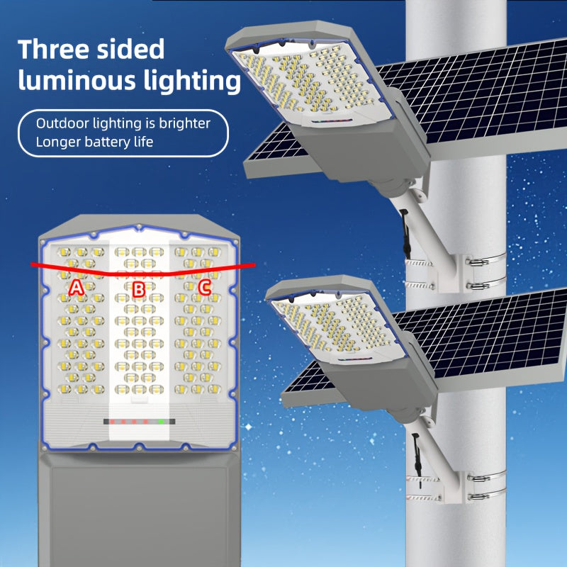 Outdoor Super Bright Engineering Grade Solar Light, 18000mAh Large Capacity Battery, Thickened Durable Aluminum Alloy Housing, Curved Wide Angle Illumination, Wider Lighting Area, High Quality Solar LED Street Light