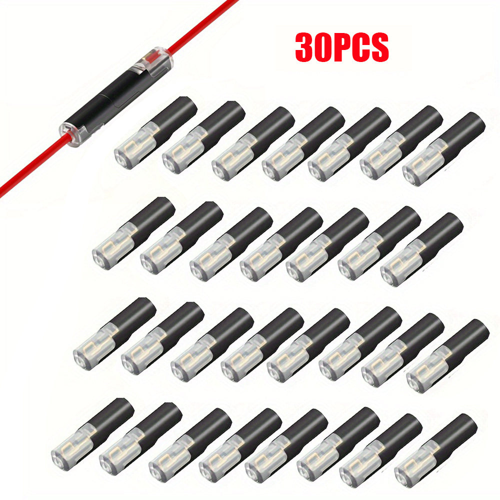 Black Terminals, 15/30/75PCS Pluggable Universal Quick Splice Connectors, Solderless & Stripless Quick Terminal Connection