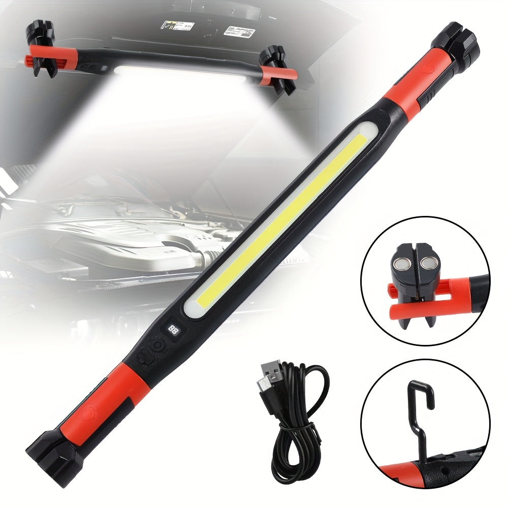 Kemielus Rechargeable LED Work Light Bar Magnetic Base IP44 Off-Road Vehicle Lamp High Lumens Portable Cordless Flashlight for Inspection Workshop Outdoor Emergency