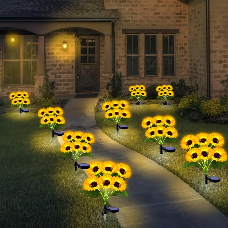 6 Pack Solar Sunflower Garden Light - Solar Flower String Light, Outdoor Solar Light for Parties, All-Season Garden Decoration, Courtyard and Lawn Decoration, Mother‘s Day, Father’s Day, Thanksgiving, Christmas, New Year Decoration