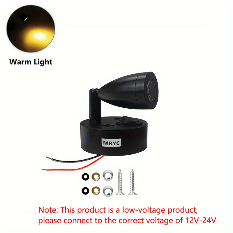 房车阅读灯3W聚光灯,房车露营车室内照明灯，床头阅读灯,DC12-2V