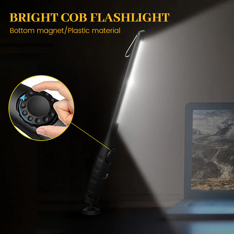 1/2Pcs Super Bright Handheld Work Light Rechargeable LED Flashlight Power Level Display Rotatable Dimmable Hands-Free COB Flashlight With Hook USB Charging for Fishing Hiking