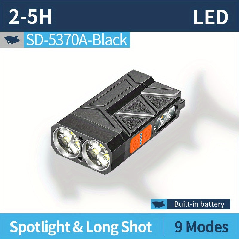 1 Upgraded Work Light, SMILING SHARK SD5370 COB Flashlight, 9 Lighting Modes, Type-C Charging, Built-in Ultra-Bright LED Chip, Lightweight for Night Camping, Exploration, Repair & Home Use