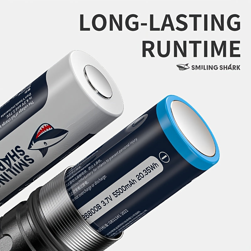 Smiling Shark Rechargeable High Lumen Diving Flashlight, LED High Power Dimmable Ultra Bright Rechargeable Light, for Diving & Night Lighting, Perfect for New Year Christmas Gifts