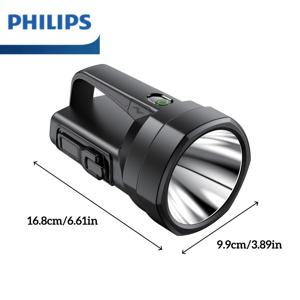 Philips High Lumen Flashlight, Hand Crank Emergency Function, 5 Adjustable Lighting Modes, High Capacity Battery for Long-Lasting Runtime, COB Side Light, Ideal for Fishing, Emergencies, Outdoor Activities, Camping & Home Use
