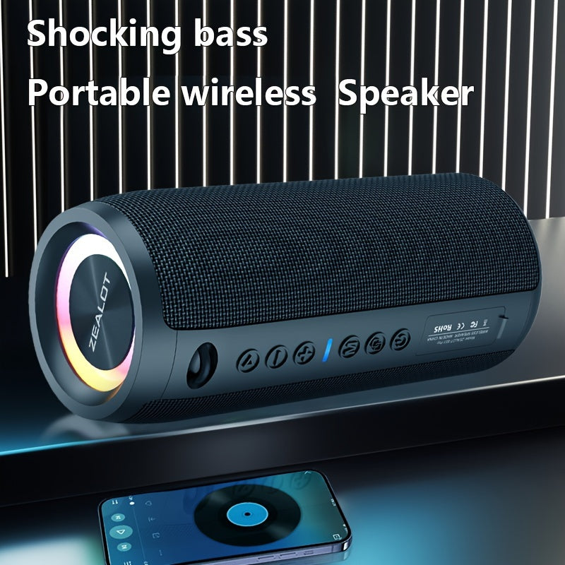 ZEALOT S51 Pro 40W 无线音箱，便携式重低音炮，适合户外使用，无线音响系统，双设备配对，16 小时响亮立体声播放时间，带强劲低音。包含充电和 Aux 电缆，兼容手机、平板电脑