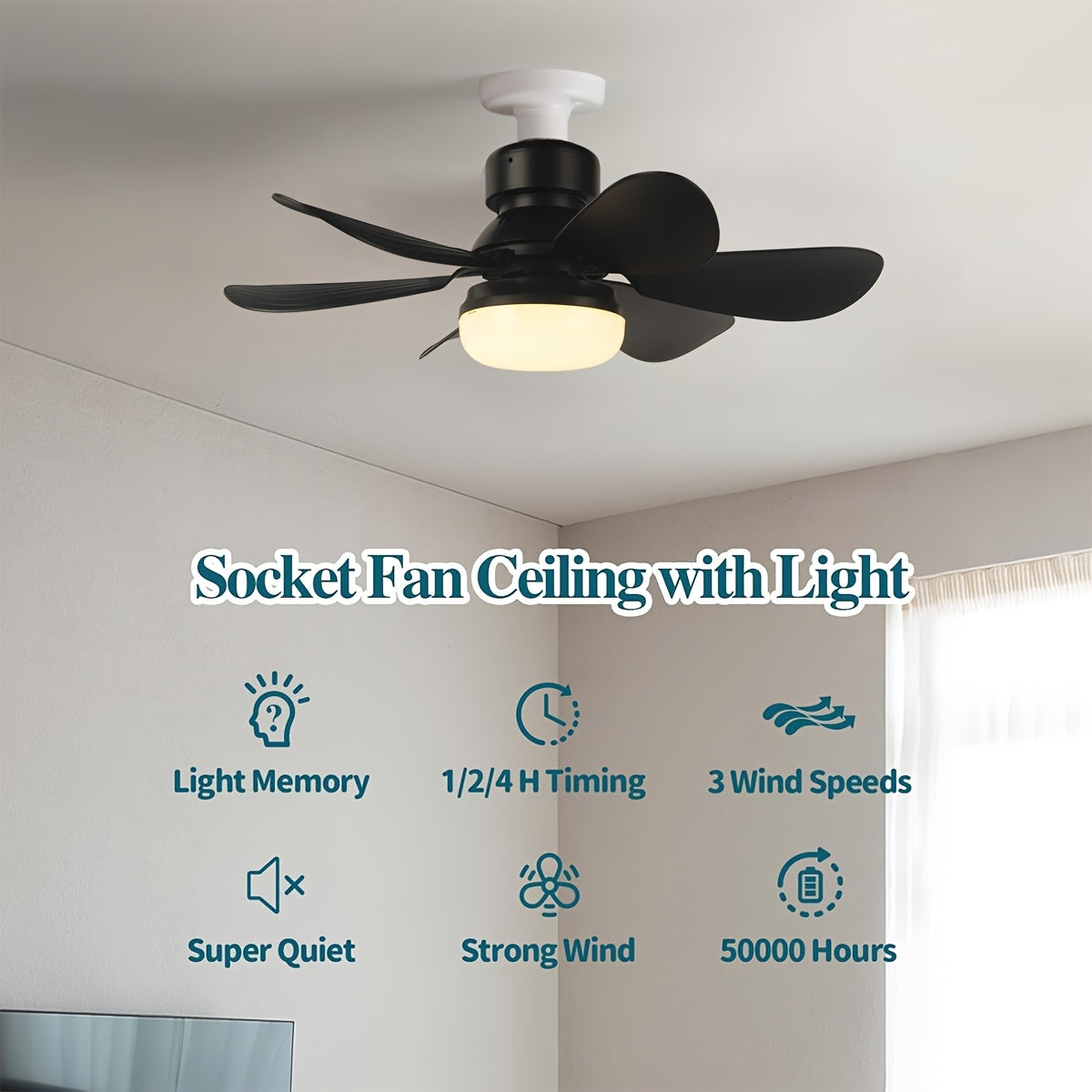 XBATE Smart Ceiling Fan Light, Smart Display & Remote Control, Hardwired 6-Blade Low Profile Fan, 3-Speed Quiet Motor, 3 Color Dimmable LED Light, E27/E26 Base Flush Mount for Bedroom Kitchen Study