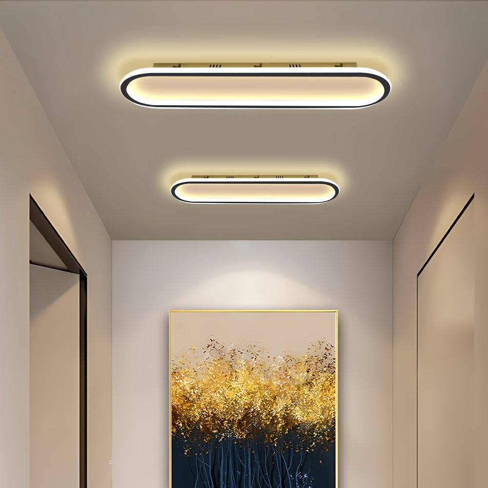 23.6-Inch Dimmable Ceiling Light, Long Oval Recessed Ceiling Light, Hallway Fixture, Black Ceiling Light, Slim Modern Ceiling Light, Suitable for Bedroom, Kitchen, Living Room, Dressing Room
