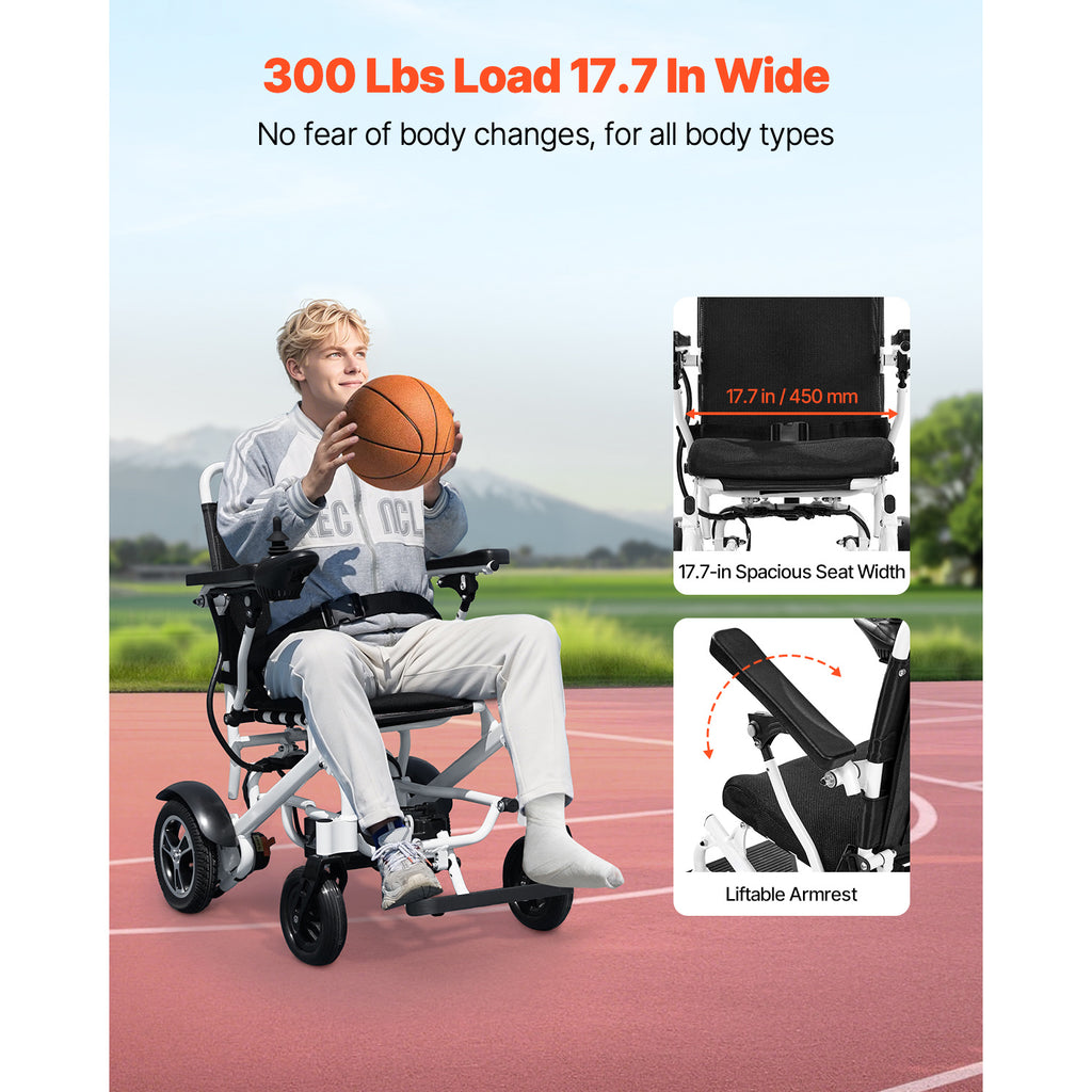 VEVOR 电动轮椅 300 磅容量可折叠轻便 13 英里