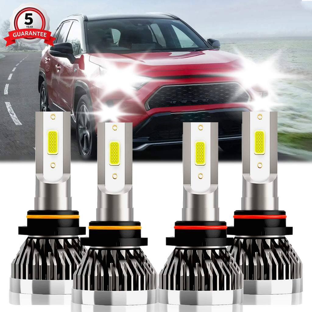 For Toyota RAV4 1998-2012 Front Headlight LED High/Low Beam Bulb Combo Kit, 4-Pack, 6000K White Super Bright 10000LM, No Battery Included