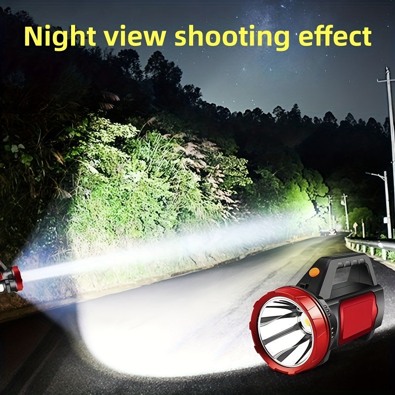 High-power LED camping spotlight - ultra-bright portable USB rechargeable flashlight, Christmas gift, handheld emergency flashlight with COB side light, suitable for outdoor activities, hiking, patrol, and picnics