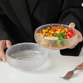 2-Piece Set Unique Hammered Design Premium Japanese Hammered Glass Bowls – Microwave Safe, Round – Perfect for Fruit, Salad, Dessert, Ice Cream & Breakfast