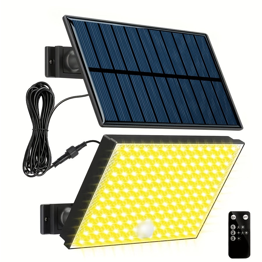 1P/2Pcs 400LED Outdoor Solar Wall Light with Motion Sensor Lighting, LED Cool White Solar Flood Light, High Brightness Solar Street Light, Larger Solar Panel, Easy Installation, Super Bright, Automatic ON/OFF, for Porch, Yard, Garage, Fence