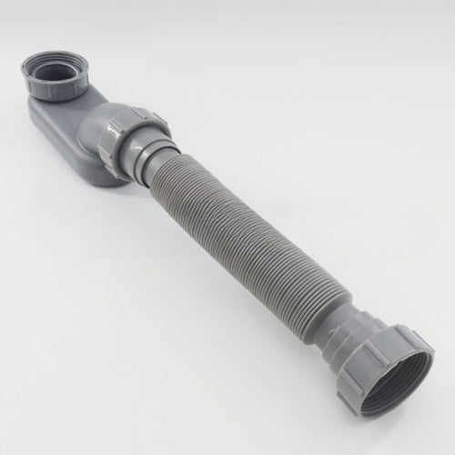 1 Set Bathtub Shower Drain Pipe - Telescopic Odor-Proof Drain Hose 2-Piece Set: 1 Gray 1-1/2" Drain Pipe + 1 Blue Teflon Tape, for Bathroom