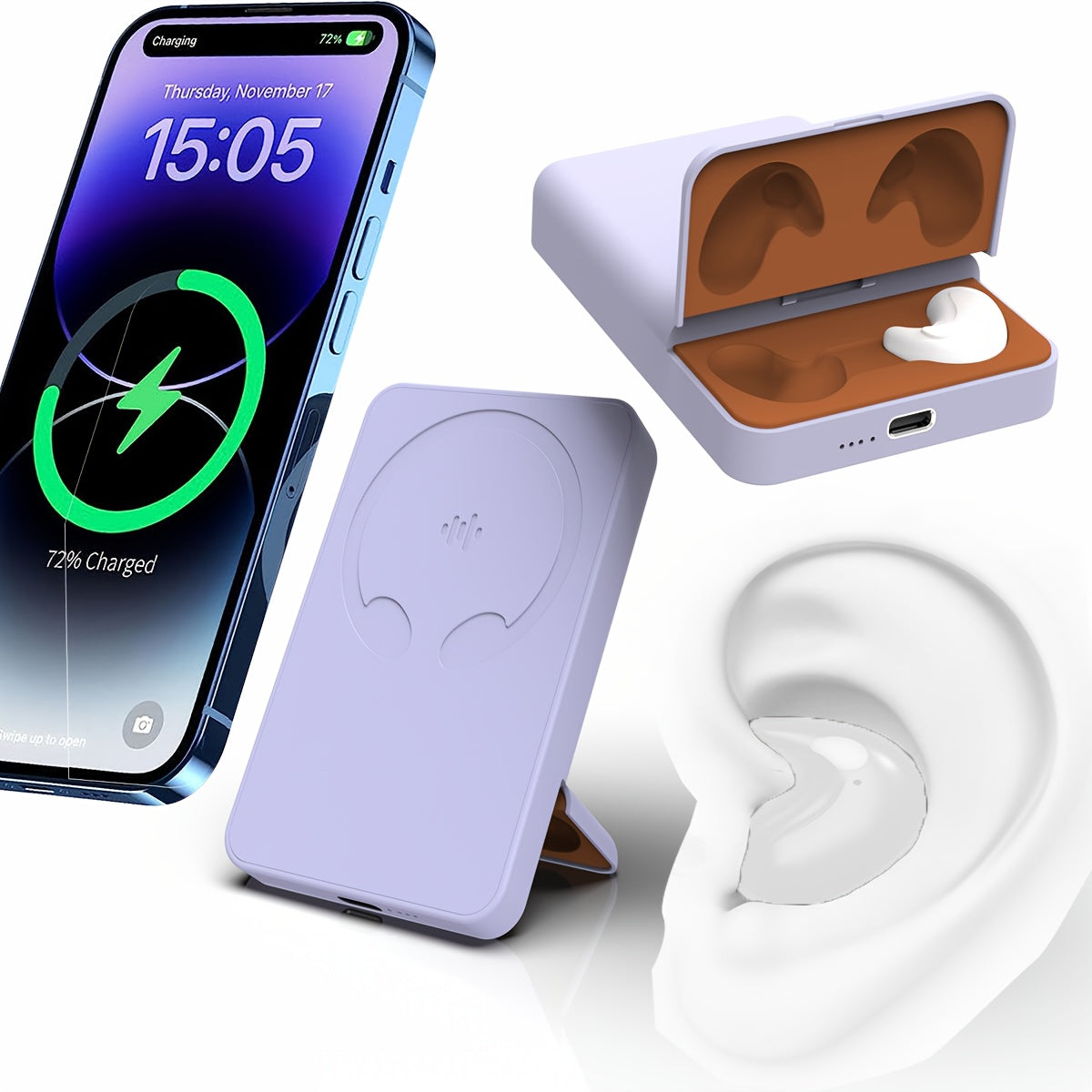 2-In-1 Magnetic Portable Charger And Earbuds: A 5000Mah Wireless Power Bank with Built-In True Wireless Stereo Earphones, Mag-Safe Battery Pack for Iphone 17, 16, 15/14/13/12, Compatible with Galaxy S6-S24 And Android Devices