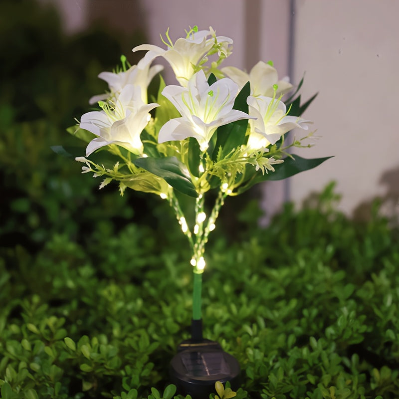 Solar 7-Head Lily Flower Light 42 LED Beads Outdoor Pink Garden Solar Light Outdoor Decoration, Solar Light Suitable for Outdoor Courtyard Patio Garden Outdoor Decoration