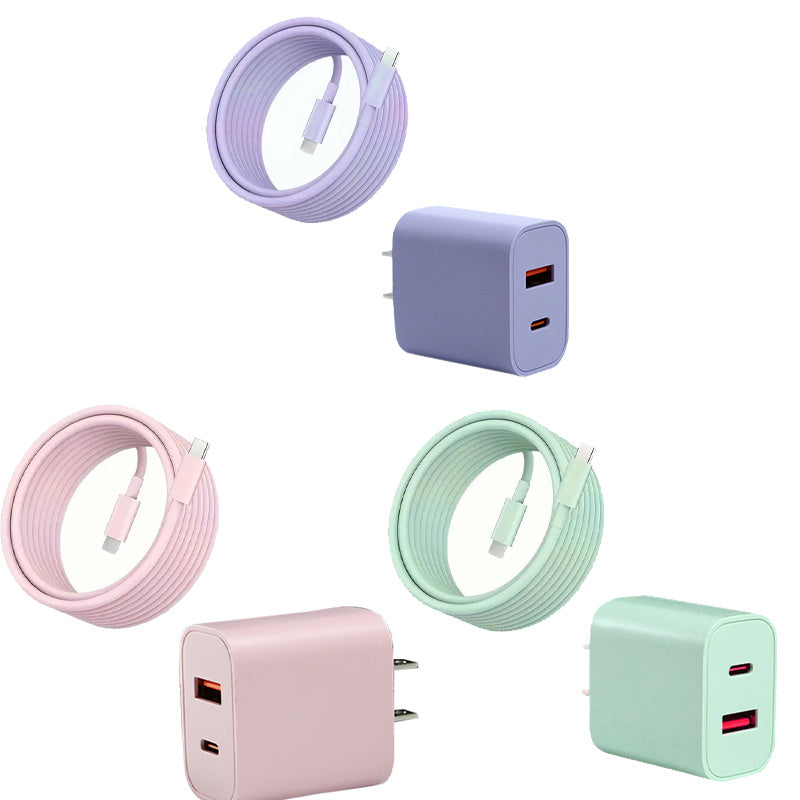 A Fast Dual USB-C Adapter with Two Ports for Quick Charging, Featuring a 6-Foot Cable, Compatible with Android Devices, Tablets, And More, Perfect for The Holiday Season