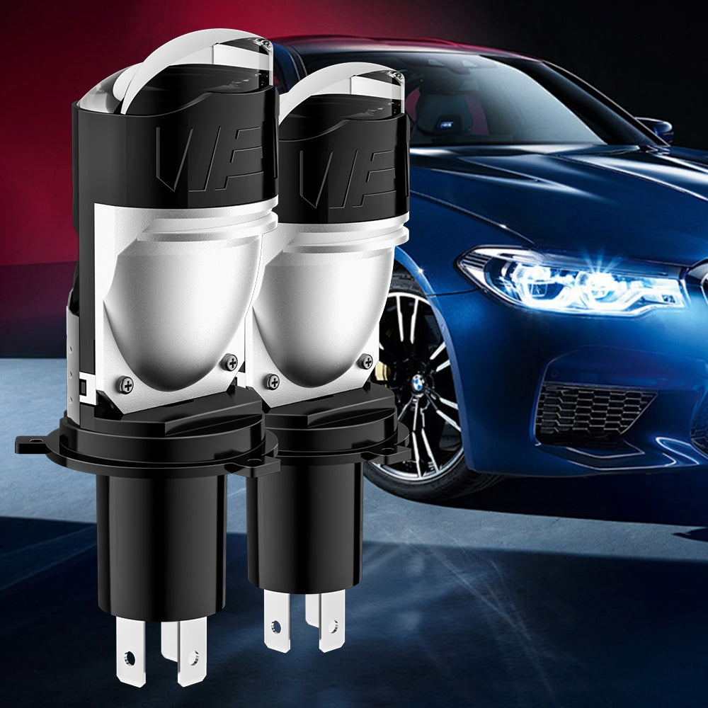 Newest Car LED Headlight H4-QF018, 55000 Lumens, 6500K Extremely Intense White Light, Suitable for Cars and Motorcycles, Car Mini Lens, 360° Beam Angle, Durable Aluminum Alloy Base, Durable Auto Parts