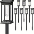 8 Pack Solar Lawn Light Outdoor Courtyard Light, Square Vintage LED Landscape Light, Household Ground Insert Villa Garden Decorative Light, Modern Simple Design, Light Sensor Auto Illumination, IP44 Protection Rating, Warm Yellow Light