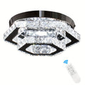 Modern Crystal Chandelier Adjustable LED Lighting Fixture Ceiling Flush Mount Ceiling Light Bedroom Living Room Dining Room Bathroom Hallway Kitchen (Adjustable Color / Remote Control)
