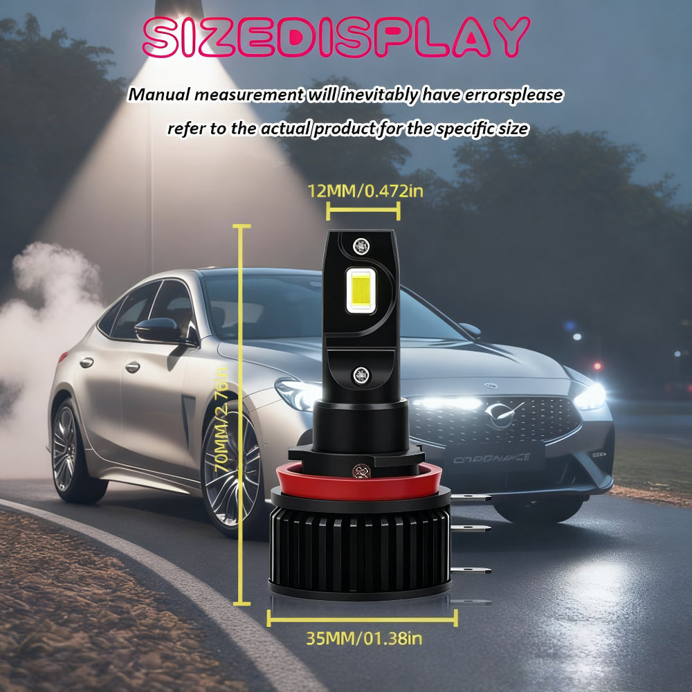 2Pcs 6000K CSP Chip LED Car Headlights H15 200W 60000LM Spotlight +800% Super Brightness, Error-Free Decoding, Fits Most Vehicles, Turbo Fan Fast Cooling Durable Driving Light, No Battery Included