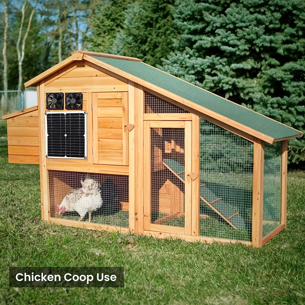 Sunant Solar Panel Fan Kit, 20W Power, with DC Fan, Ideal for Small Chicken Coops, Greenhouses, Sheds, Pet Houses, Window Vents (Dual Fan)