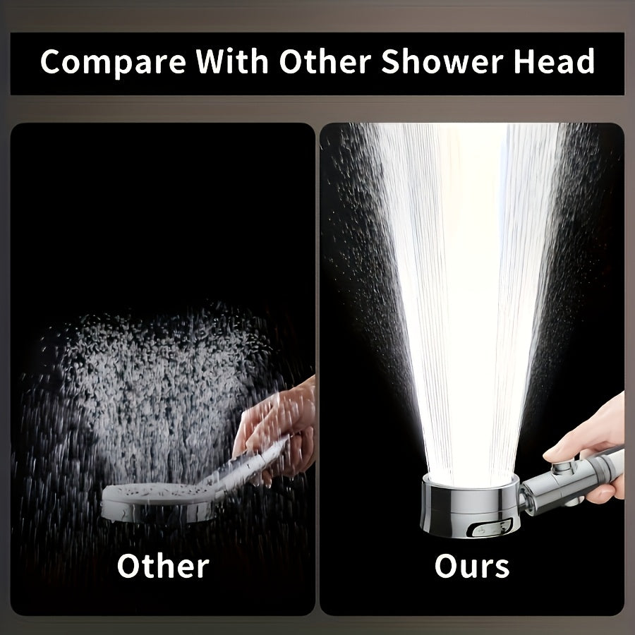 High Pressure Shower Head Set - Grid Pattern Wall Mount & Handheld Rain Shower with USA Bracket & Flexible Hose, No Electricity Needed, Bathroom Hot Water Shower Bath Set