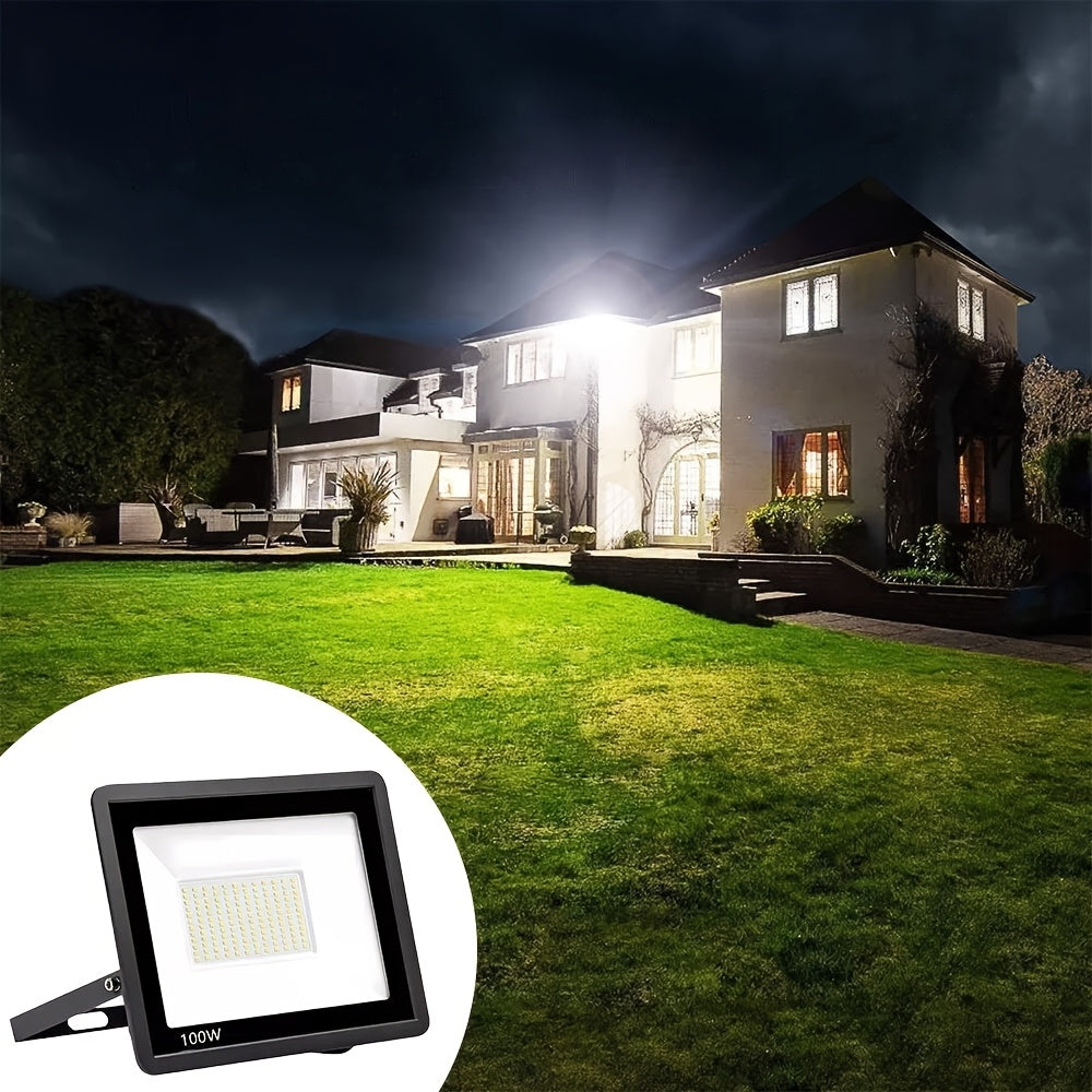 4-pack 100W LED floodlight waterproof outdoor safety lighting wall-mounted metal and glass external work light, with mounting hardware, compatible detachable cord connection luminaire