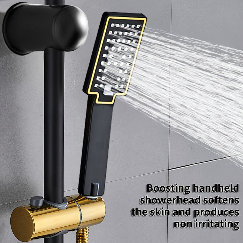 Premium Shower System - 8.0" Overhead Rain Shower Head & Handheld Shower with Height-Adjustable Slide Bar, Sturdy Rail & 60.0" Hose, 3 Shower Functions, Non-Wi-Fi