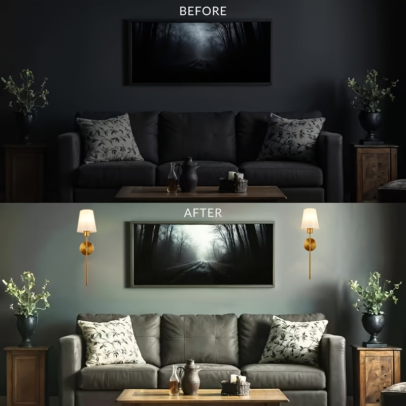 Modern Style Wireless Wall Light Set (2-Pack), Rechargeable Bulb with Remote Control - Adjustable Brightness / Color Temperature, Suitable for Easy Installation, Semi-Flush Mount Design, Suitable for Office