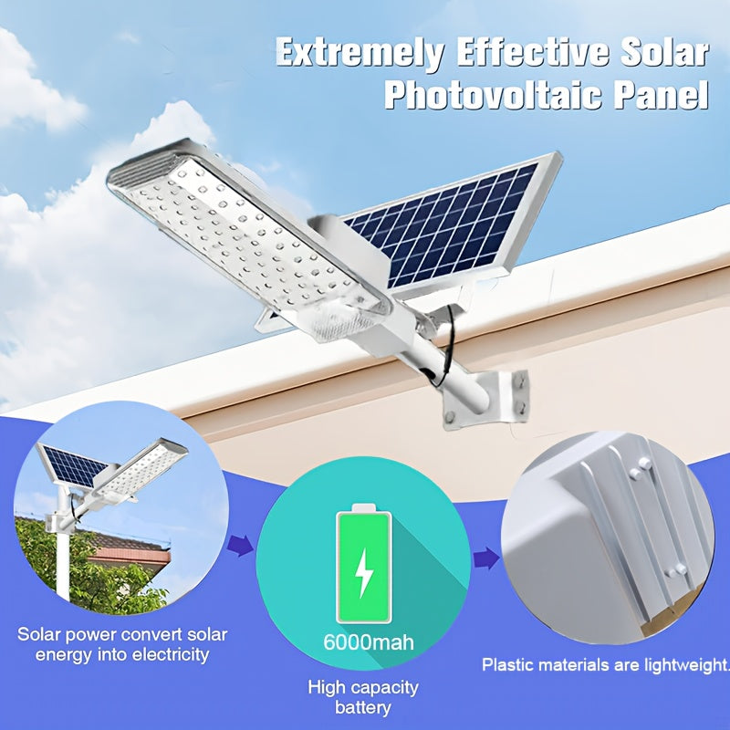 High Power Solar Street Light, Solar LED Wall Light with Remote Control 6000mAh Battery, Smart Light Sensor, Automatically Switches 252 Bright LED Bulbs, Perfect for Courtyard, Garden, Lawn, Private Driveway, Garage, Walls, Fields, Wall Mounting