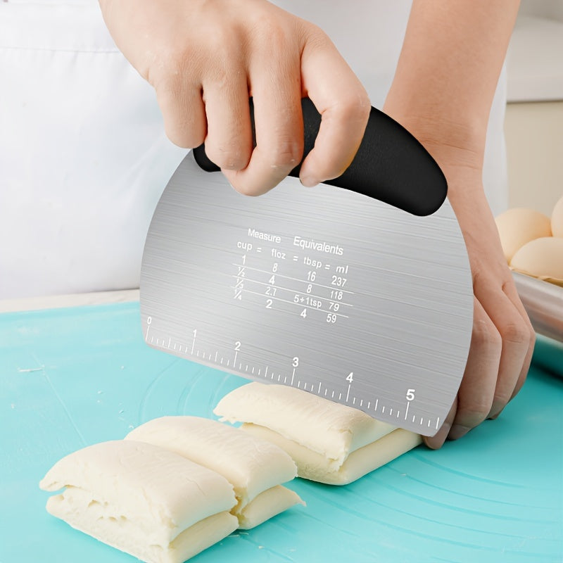 1PC Dough Scraper, Stainless Steel Cutter, Food Scraper, Pastry Dividing Tool, Bread and Bakery Cutting Board, Baking Kitchen Gadget