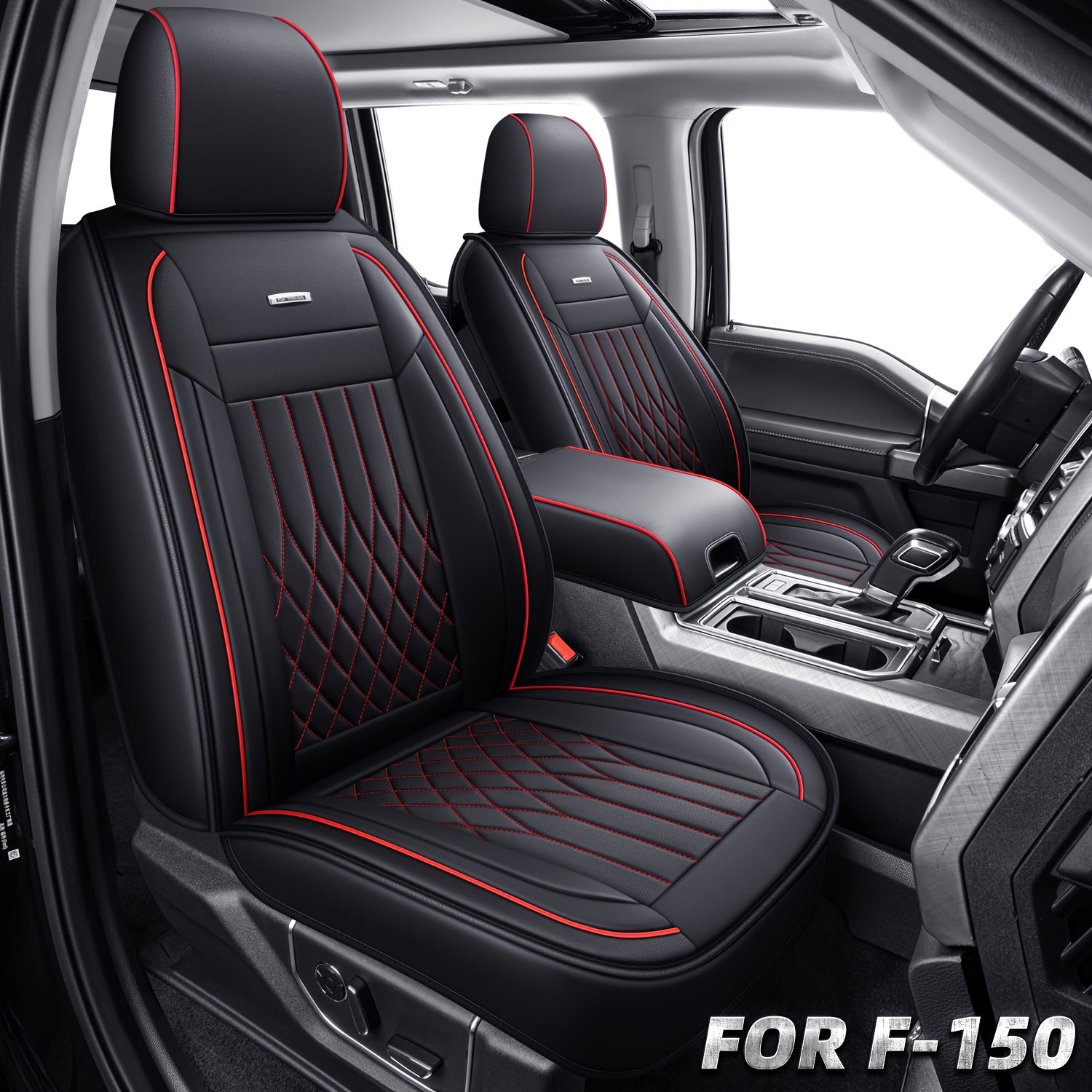 Full Coverage Seat Covers for 2015-2025 Ford F150 and 2017-2025 Ford F250/F350/F450, Made of Waterproof PU Leather