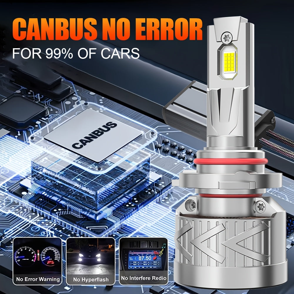 2pcs LED Car Headlight Bulbs, H16/H11/H9/H8 9005/HB3, 9570 CSP Chip, Plug-and-Play, 12-24V, Canbus, High/Low Beam LED Light, H1 H4/HB2 H7/H18 9006/HB4 9012-O134, No Battery Included, 60000LM, 300W