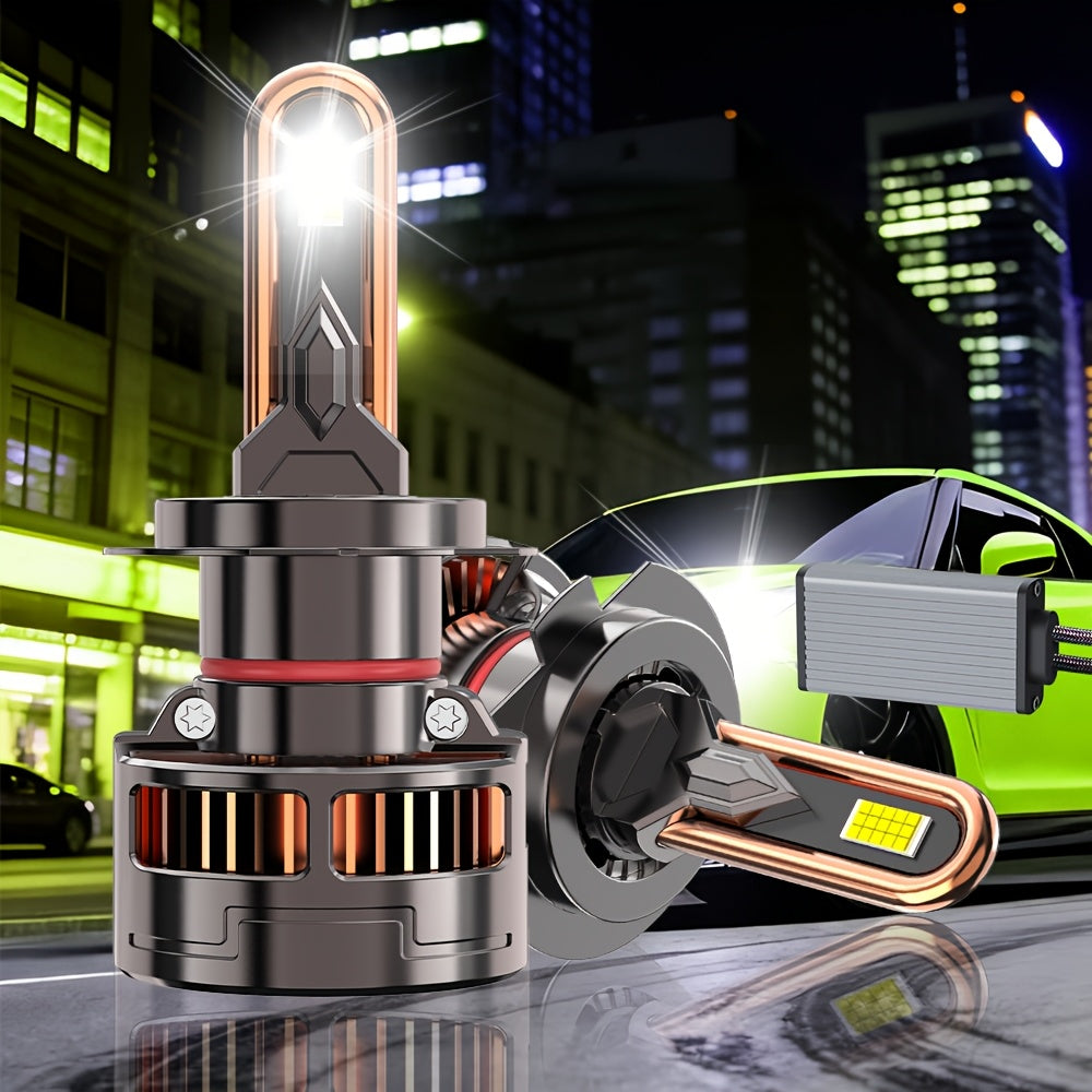 2-Pack H1 H4 H7 H11 9005 9006 9012 LED Car Headlights, 9570 CSP Chip White Light Technology, 56500 Lumens (340W) Brightness, High/Low Beam Integrated, Fast Heat Dissipation, Suitable for Various Environments, Plug-and-Play