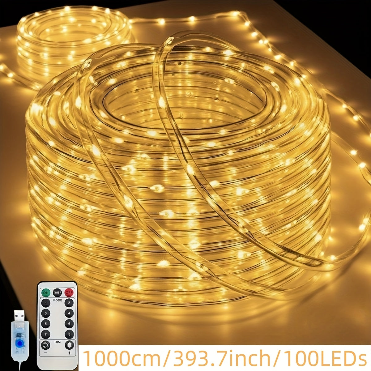 LED tube light, tubular light string, fairy light tube, DIY decorative light, USB powered, remote control, 8 lighting modes, adds ambiance to Christmas trees, parties, Christmas, carnivals, weddings, anniversaries, birthdays and other scenes