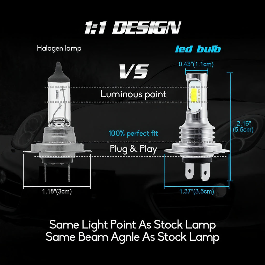 4-Pack H7 H7 LED Headlight Bulb Combo Set, High/Low Beam, 6000K High Brightness White Light, No Battery Included
