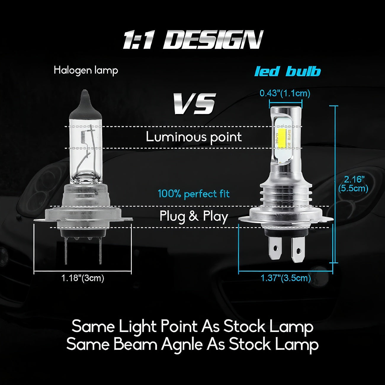 4-Pack H7 H7 LED Headlight Bulb Combo Set, High/Low Beam, 6000K High Brightness White Light, No Battery Included