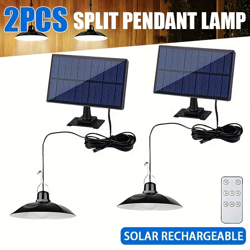 2 Pack Courtyard Solar Split Pendant Light, Outdoor Split Area Lighting LED Street Light, Hook Design Creates Nighttime Lighting Atmosphere, Easy Installation, 3 Lighting Modes, Perfect for Porch, Courtyard, Garden, Warehouse, Lawn
