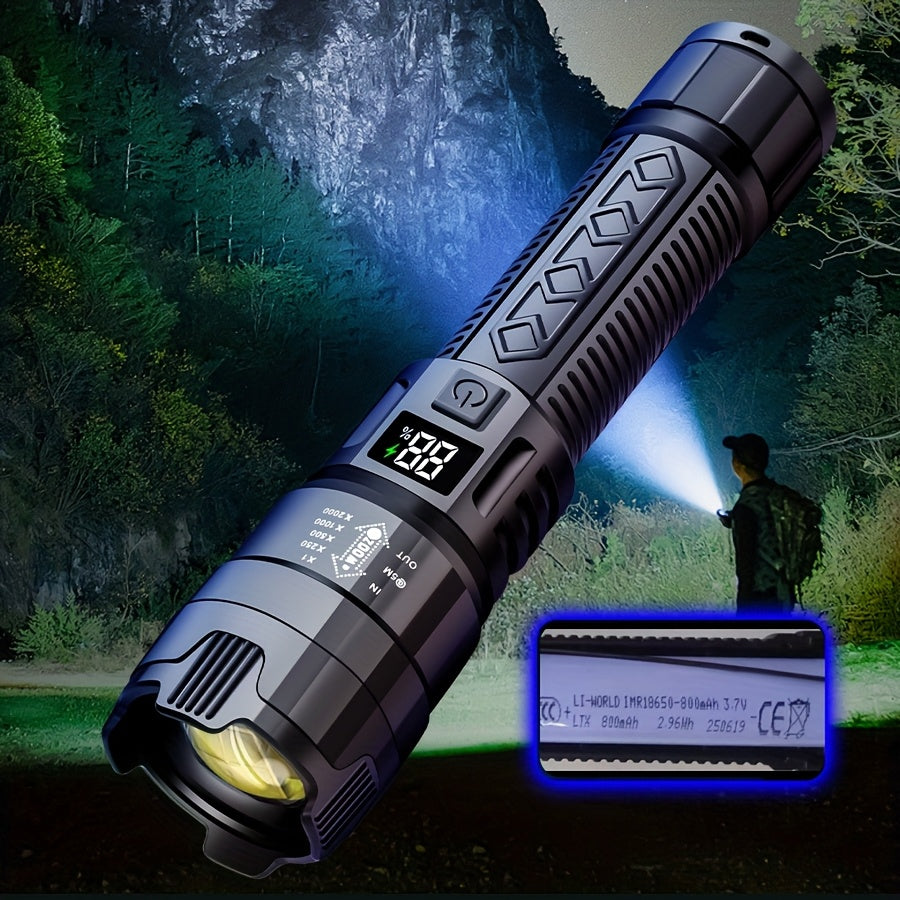 IPX6 USB Rechargeable New Flashlight, Long Lasting Battery, Multiple Adjustable Brightness Modes, Ideal for Camping, Power Outage, Home Use, Night Fishing and Emergency Gear