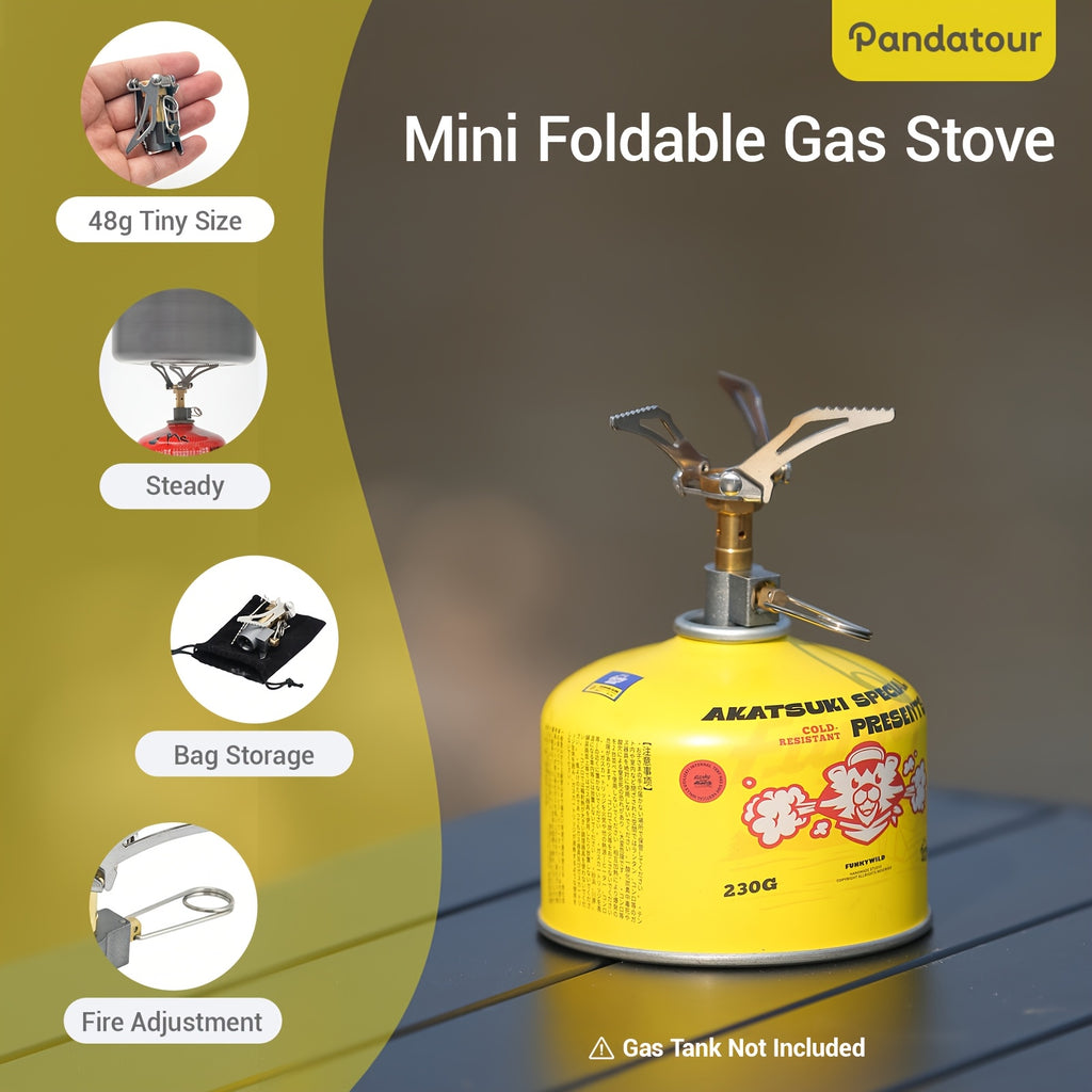 pandatour Pocket Stove - Outdoor Foldable Portable Camping Stove, Lightweight Compact Gas Stove with Ergonomic Handle, Easy Setup for Backpacking, Hiking, Picnic & Outdoor Cooking, Outdoor Cooking Stove | Foldable Camping Stove | Durable Metal Stove