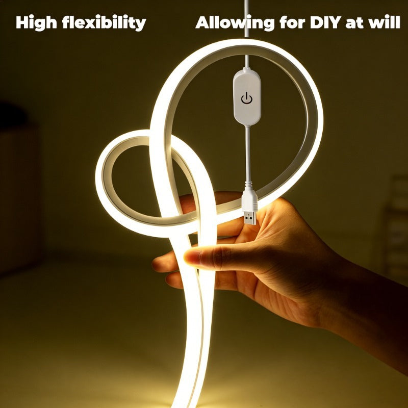 78.74英寸USB触控LED灯带 白色光源 DIY可折叠氛围灯 卧室床头橱柜置物架游戏室室内照明
