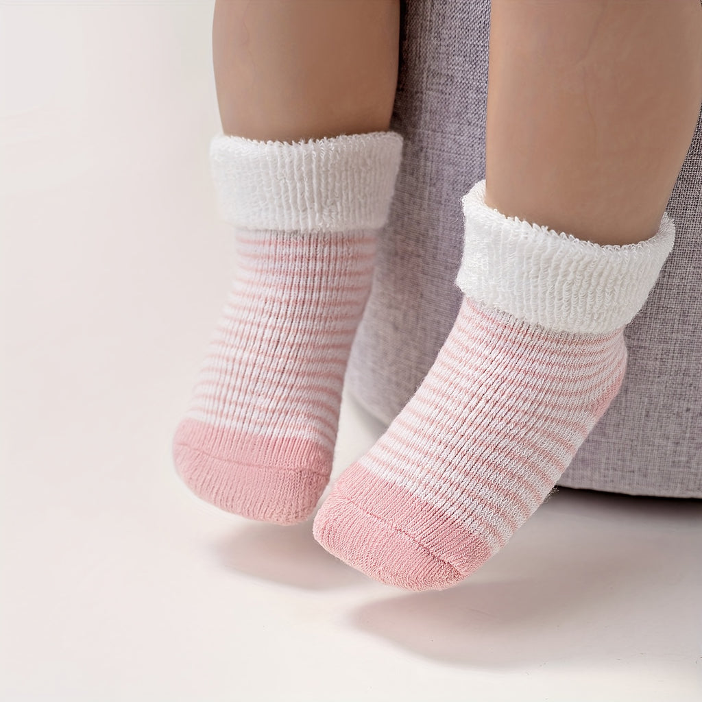 4双装婴幼儿秋冬保暖加厚毛圈袜新生儿宝宝中筒袜