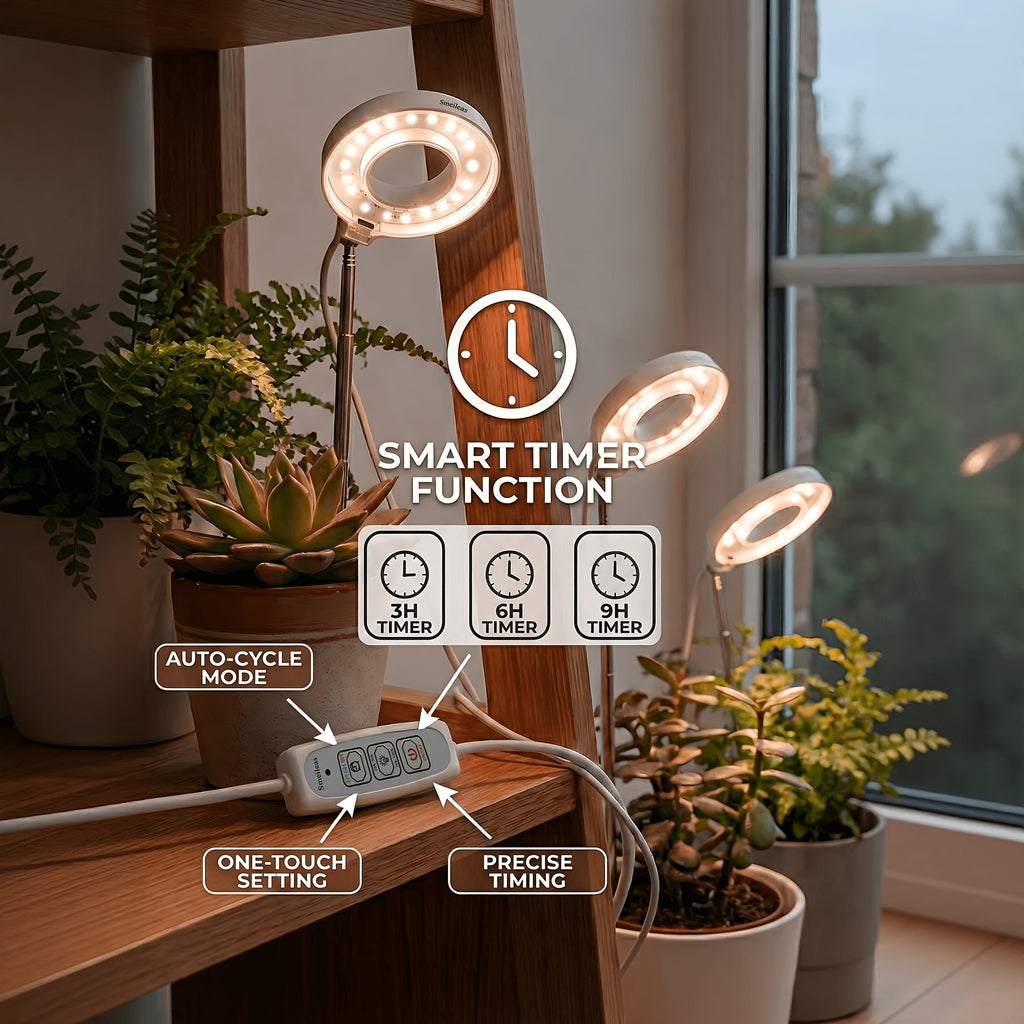 2-Pack Full Spectrum Dimmable LED Plant Grow Light, 360° Magnetic Rotation, 3/6/9H Cycle Timer, 4 Brightness Modes, Freely Adjustable Height, Special Grow Lamp for Indoor Potted Plants and Seedlings, Ideal for Gardening Enthusiasts